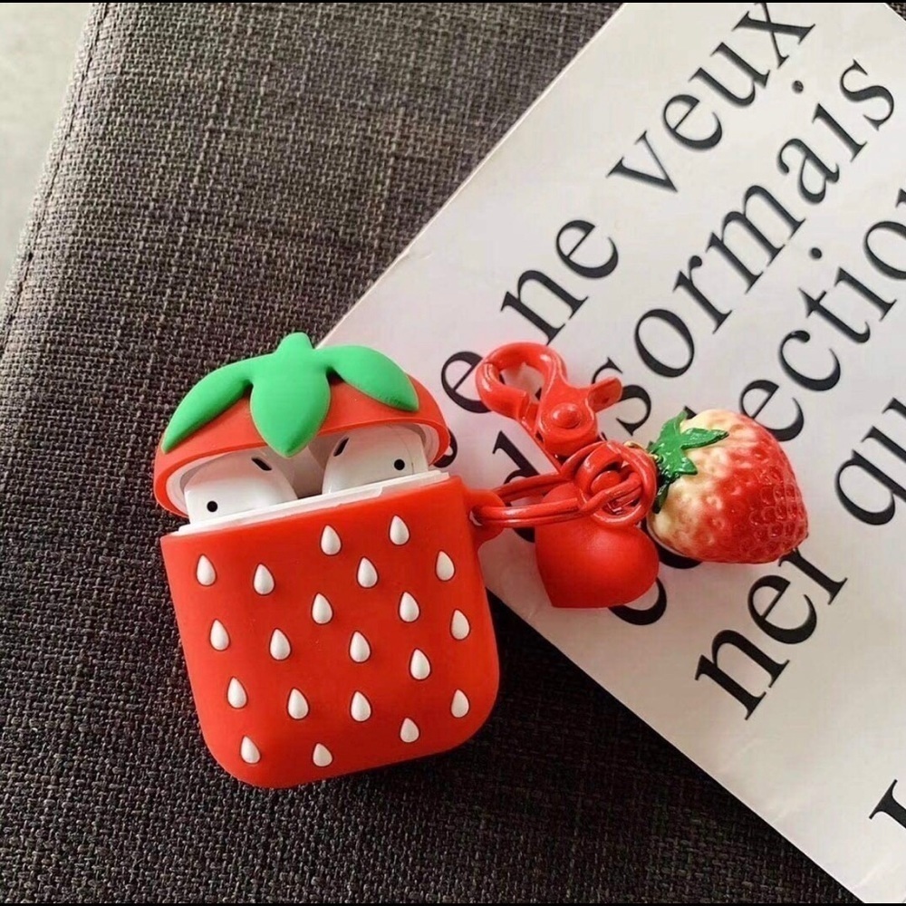 STRAWBERRY AirPods Case with Charm Keychain